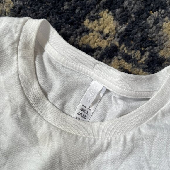 $45 SKIMS White Cotton Blend Short Sleeve Tee Size Medium - Picture 2 of 5